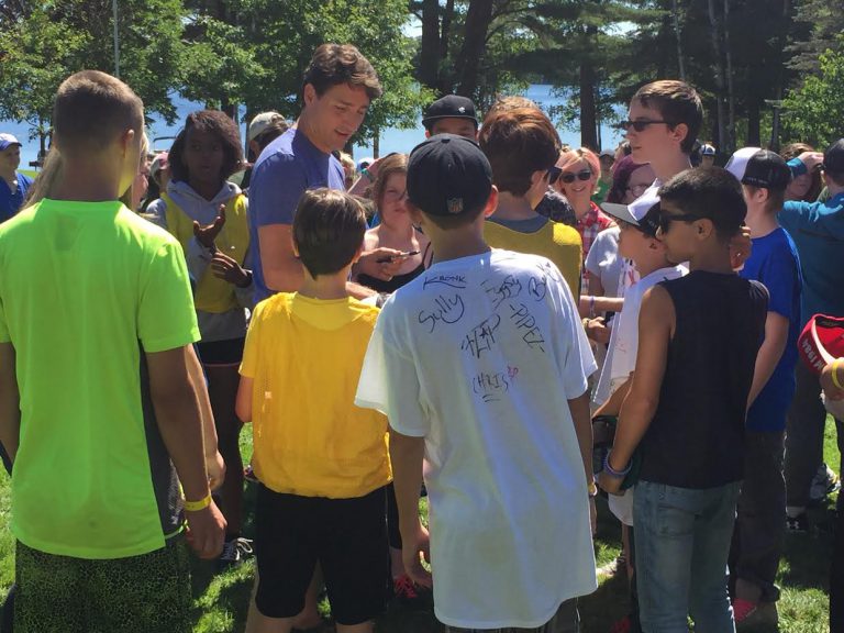 Justin Trudeau visits kids at Tim Horton Memorial Camp