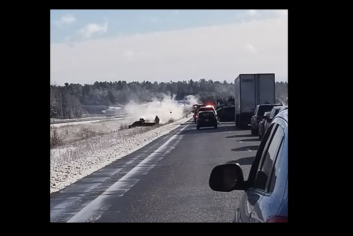 Vehicle fire causes southbound 400 closure north of Parry Sound