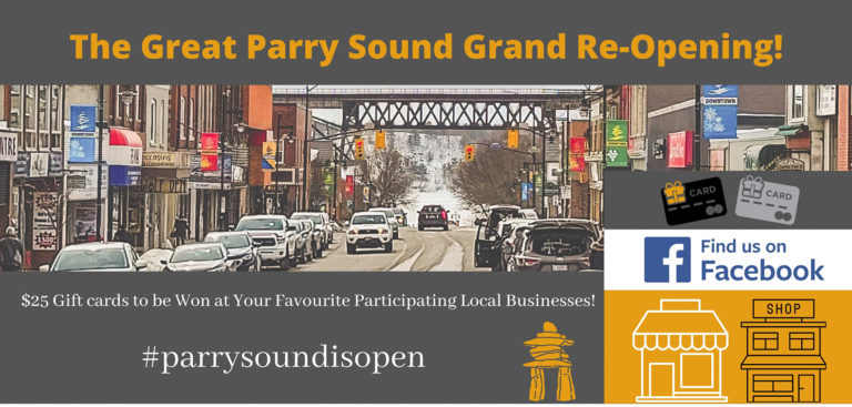 Raffle Draws for The Great Parry Sound Grand Reopening happening Tuesday