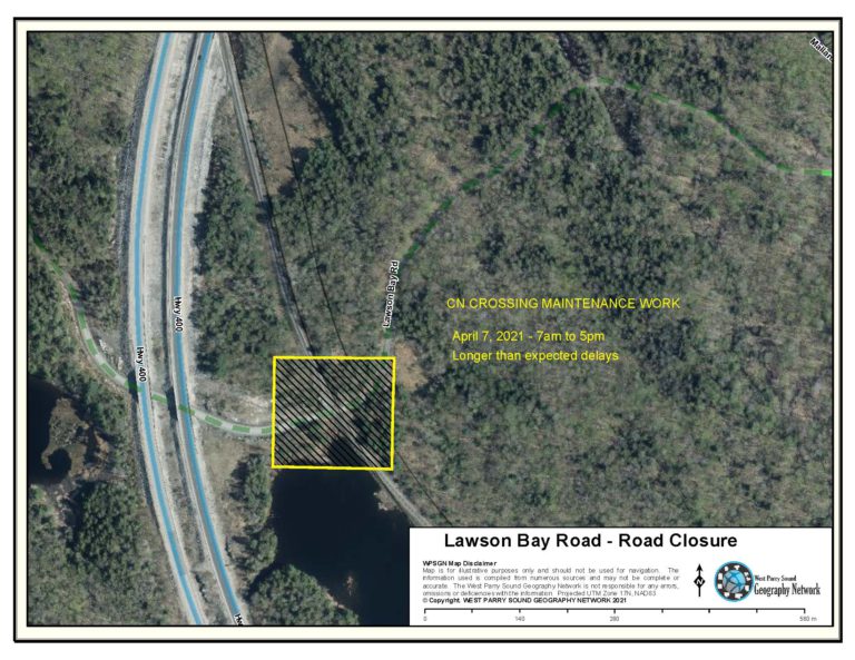 Intermittent closures on Lawson Bay Road in Seguin Wedensday