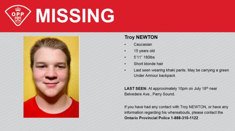 UPDATE: FOUND – Missing 15 year old last seen in Parry Sound