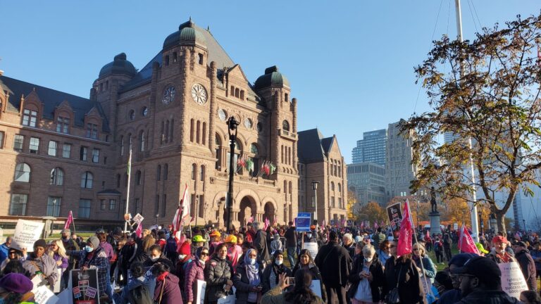 Thousands protest for education workers at Queen’s Park “until further notice”